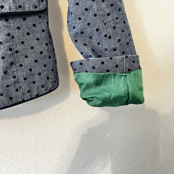 GAP Academy Blazer Jacket Size 0 Blue Polka Dot Chambray Casual Preppy Boho - Picture 9 of 14